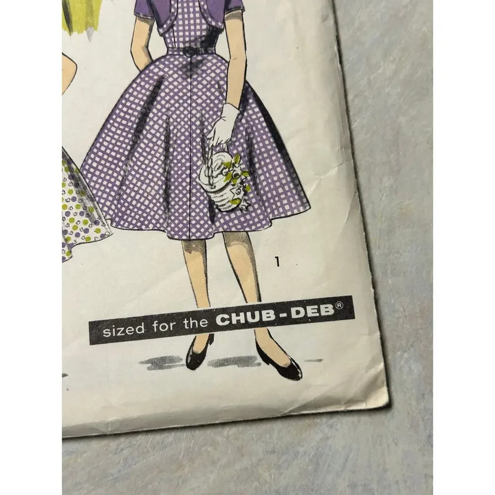 Vintage 1950's Advance Pattern #7941‎ Girls Chub-Dub Flare Dress/Bolero Size 8.5